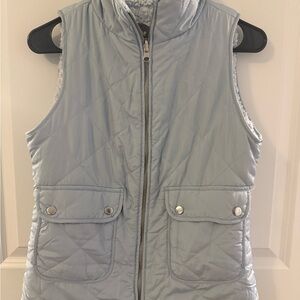 Francesca's Collections Blue Quilted Vest with High Collar